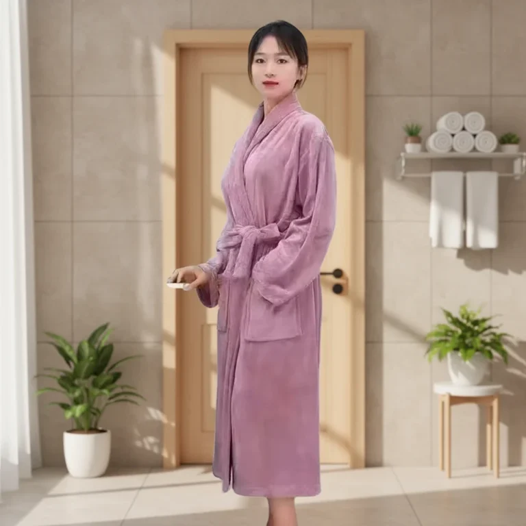 CHINEE-Womens-Coral-Fleece-Robe-Autumn-Winter-New-Style-Medium-Length-Home-Indoor-Wear-Warmth-Comfortable-Terry-Bathrobe