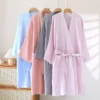 CHINEE Womens Cotton Gauze Kimono Robes Knee Length Bathrobe Soft Sleepwear Casual Ladies Loungewear