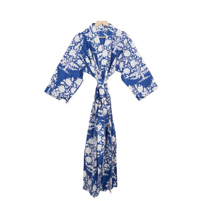 CHINEE Women's Cotton Kimono Handmade Floral Printed Japanese Style Robe Unique Beachwear Lounge Wear Sleepwear