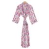 CHINEE Women's Cotton Kimono Robe Spring Summer Elegant Japanese Style Floral Printed Breathable Elastic Waist Beach Evening Casual