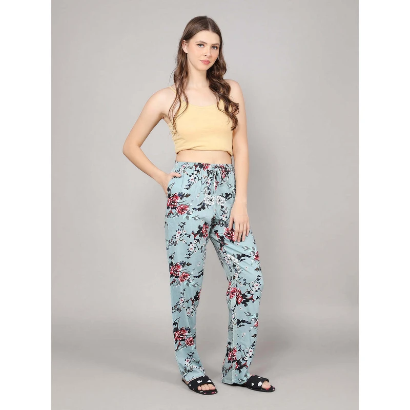 CHINEE Women's Cotton Printed Pyjama with Pockets Elastic Waist ODM Nightwear Breathable Poplin Fabric Custom Logo Top Style