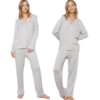 CHINEE Women's Custom 1 Piece Viscose Knitted Sleepwear Lounge Wear Set Long Sleeve V neck Elastic Waist Breathable Summer Spring Soft
