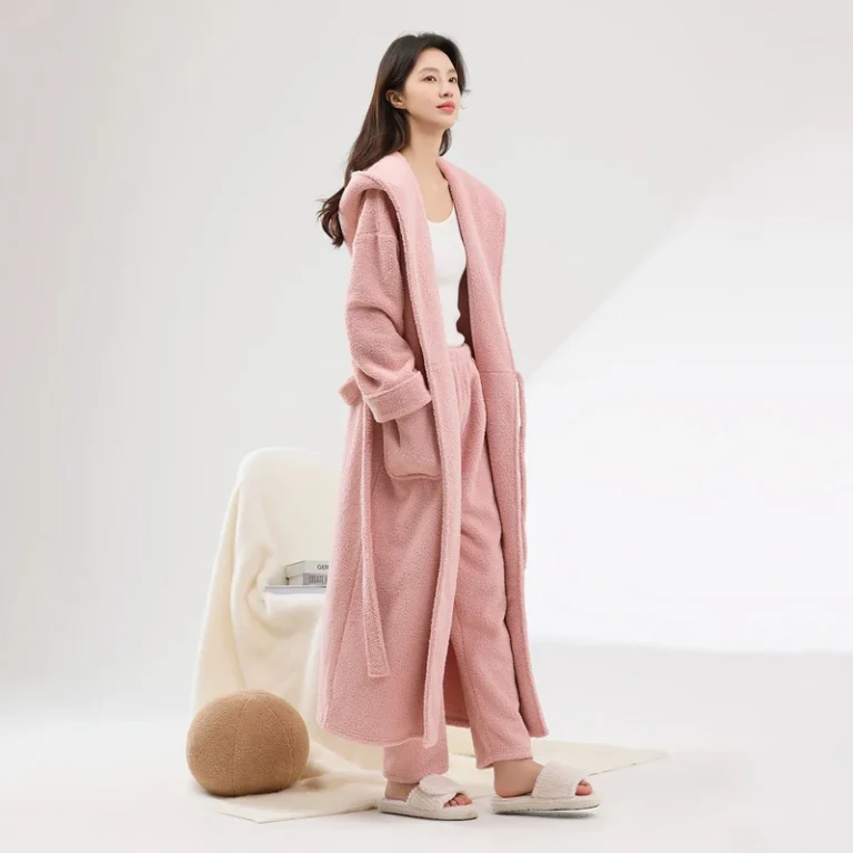 CHINEE-Womens-Custom-Robe-Dete-Long-Fluffy-Soft-Plush-Fleece-Bathrobe