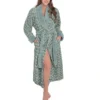 CHINEE Women's Elegant Stylish Lightweight Polyester Fleece Kimono Robe Knee Length Printed Sleepwear Bath Robe