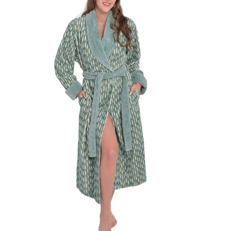 CHINEE Women's Elegant Stylish Lightweight Polyester Fleece Kimono Robe Knee Length Printed Sleepwear Bath Robe