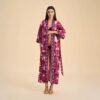 CHINEE Women's Elegant Summer Spring Long Printed Satin Home Wear Pajamas Long Sleeves Loose Comfortable Kimono Robe Bathrobe