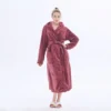 CHINEE Women's Europe Luxury Elegant Oversize Winter Bathrobe Cozy Comfort Warm Solid Flannel Fleece Sleepwear Single Layer Long Adults