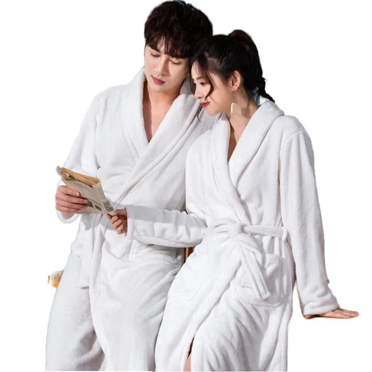 CHINEE-Womens-Flannel-Bath-Robes-Solid-Color-Thick-Winter-Nightgown-Casual-Home-Clothes-Knee-Fashionable-Thermal-Warm-Sleepwear