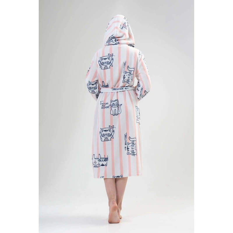 CHINEE Women's Fleece Hooded Long Robe with Pockets Comfortable Sweatshirts