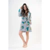 CHINEE Women's Fleece Hooded Short Robe with Pockets Comfortable Sweatshirts