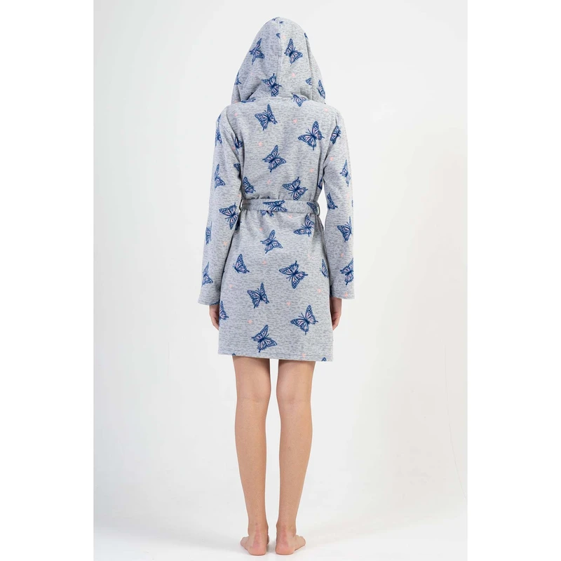 CHINEE Women's Fleece Hooded Short Robe with Pockets Comfortable Sweatshirts