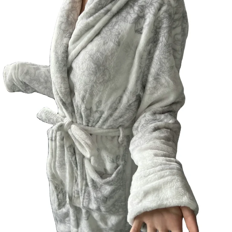CHINEE-Womens-Fleece-Pajamas-Super-Plush-Microfiber-Bathrobe-with-2-Pockets