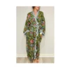 CHINEE Women's Green Cotton Kimono Robe Dressing Gown Plus Size for Brides Summer