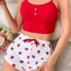 CHINEE Women's Homewear Printed Spandex Camisole Shorts Casual Sexy Ribbed Wearable European American Style Spring Pajamas