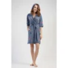 CHINEE Women's Hooded Robe with 3 4 Sleeves and Pockets Sleepwear