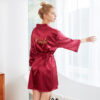 CHINEE Women's Ice Silk Bride Cardigan Robe Elastic Waist Cross Border Wedding Nightgown And Morning Robe For Bridesmaids