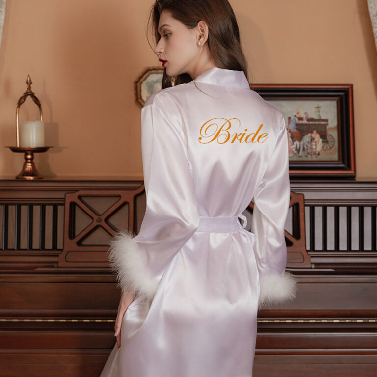CHINEE Women's Knee Length Satin Kimono Robe Soft Thermal Bride Bridesmaid Gown for Summer Wedding Parties Custom Plus Size Silky