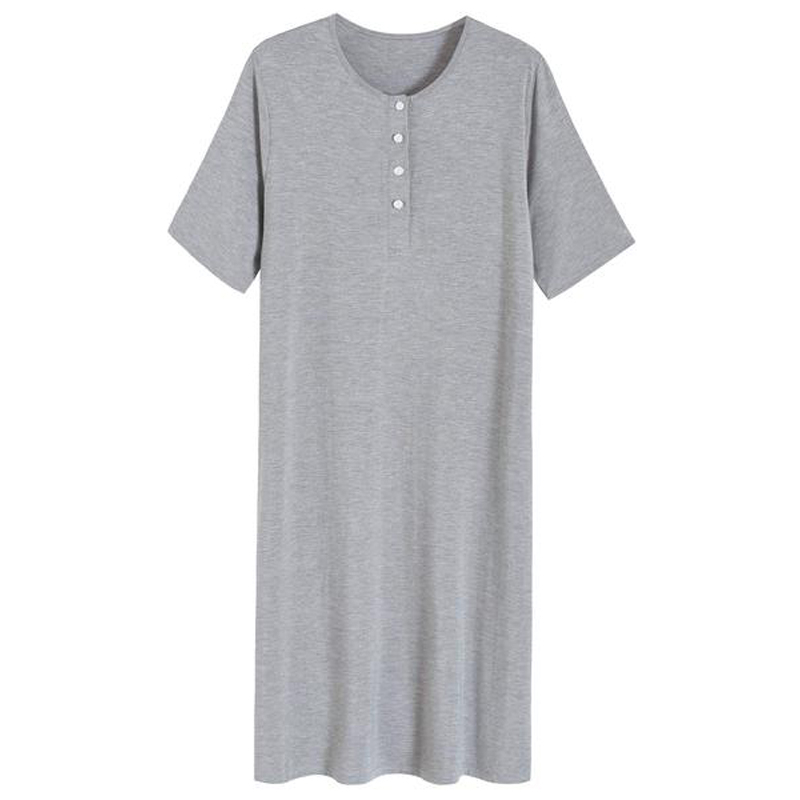 CHINEE Women's Long Sleep Shirt Henley Nightshirt With Pockets Half Sleeves Women Loungewear Dress