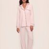 CHINEE Women's Long Sleeve Cotton Pajamas Solid Cross Border Lapel Knitted Top Plus Size Loose