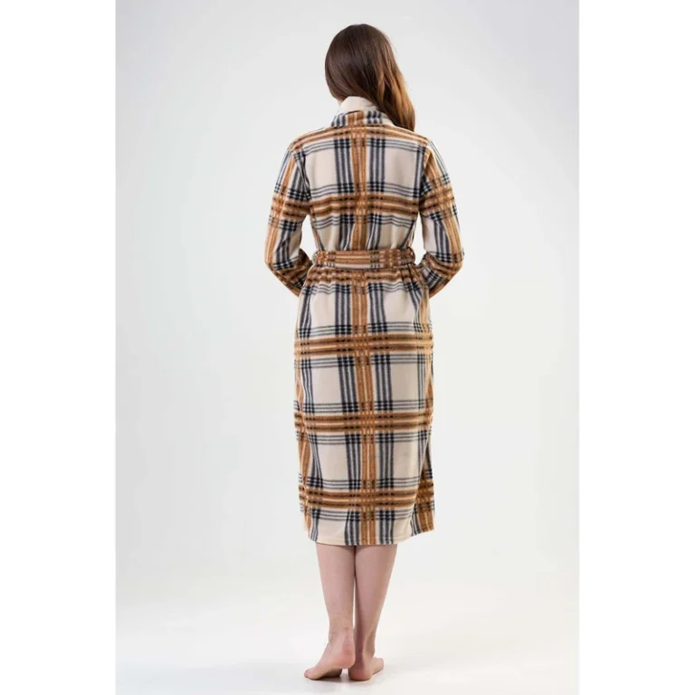 CHINEE-Womens-Long-Sleeved-Fleece-Shawl-Collar-Robe-Comfortable-Sleepwear