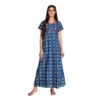 CHINEE Women's Loose Fit Cotton Maxi Nighty Comfortable Woven Sleepwear with Button Round V Neck Soft All Exposing