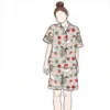 CHINEE Women's Luxury Cotton Pajama Set Festive Short Sleeve Customizable Santa Snowflake Print Fashionable Woven Fabric for Summer