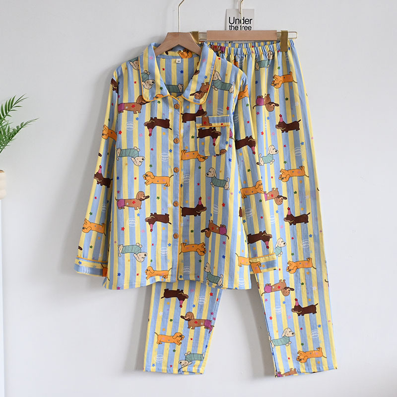 CHINEE Women's Luxury Pure Cotton Cardigan Sleepwear Soft Smooth Knitted Elastic Waist Home Pajamas Set ODM Casual Style for Autumn