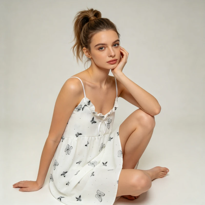 CHINEE Women's Luxury Short Sleeved Nightgown Viscose Material Summer Plus Size Smooth Soft Breathable Eco Friendly Trendy Lounge Wear