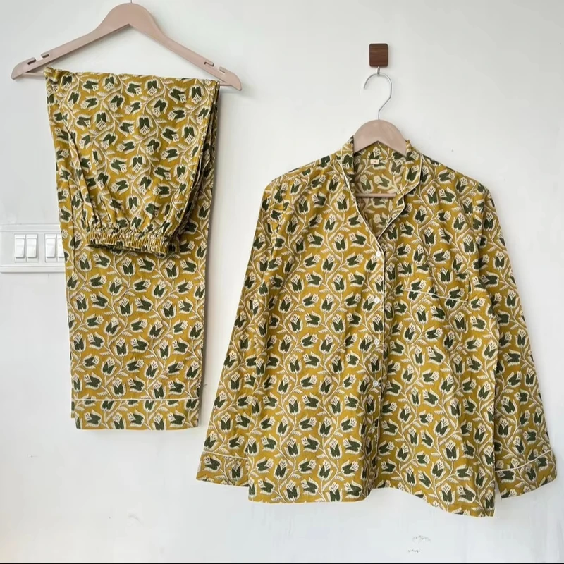 CHINEE Women's Night Dress for Summer Natural Cotton Hand Block Printed Night Wear Easy to Put on Comfortable