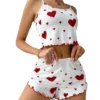 CHINEE Women's Oversized Heart Print Camisole Shorts, Large Size, Home Sleep Casual Wear, Pregnant Women Adults