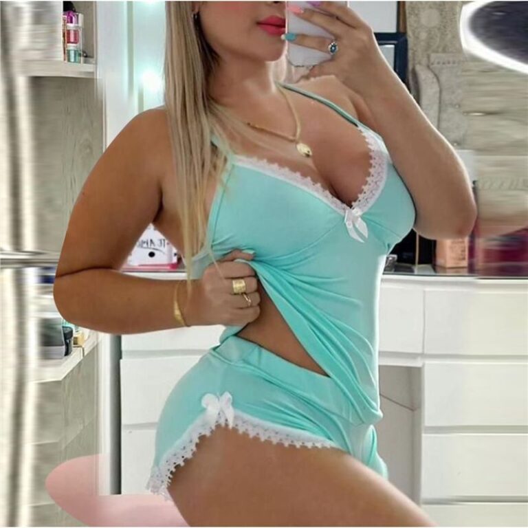 CHINEE-Womens-Pajamas-Set-Casual-Style-Homewear-Camisole-European-American-Style-Lace-Trim-Breathable-Spring-Polyester