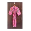 CHINEE Women's Pink Animal Print Cotton Kimono Robe with Drawstring Closure