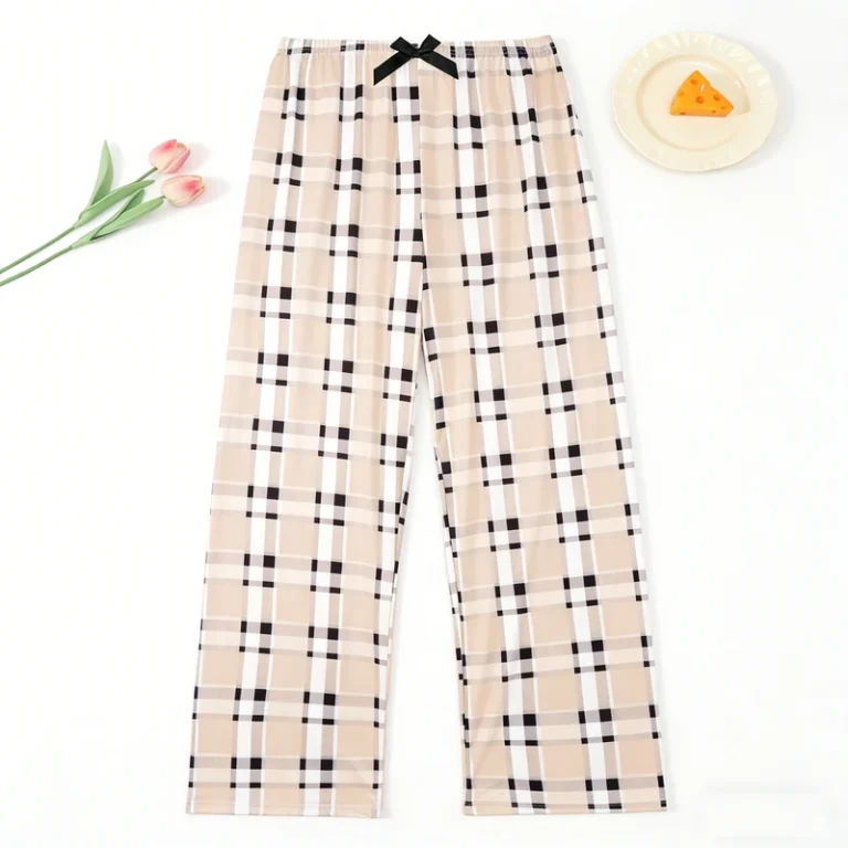 CHINEE Women's Plaid Printed Soft Breathable Pajama Pants with Elastic Waistband Casual Style
