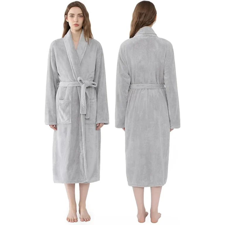 CHINEE-Womens-Plush-Fleece-Bath-Robe-Fluffy-Long-Bathtowel-MidLength-Plush-Soft-Luxury-Bath-Robe