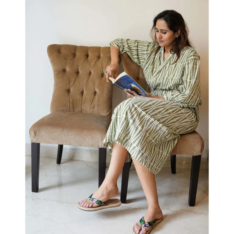 CHINEE-Womens-Printed-Soft-Dew-Drops-Robe-with-Belt-Long-Sleeves-100-Cotton-Woven-Fabric