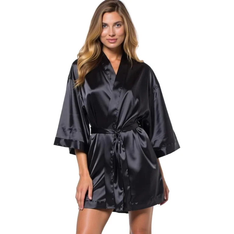 CHINEE Women's Satin Kimono Robe Three Quarter Sleeve Silk Lingerie Sleepwear Sexy Spa Bath Robes Salon Bathrobe Custom Logo Vietnam