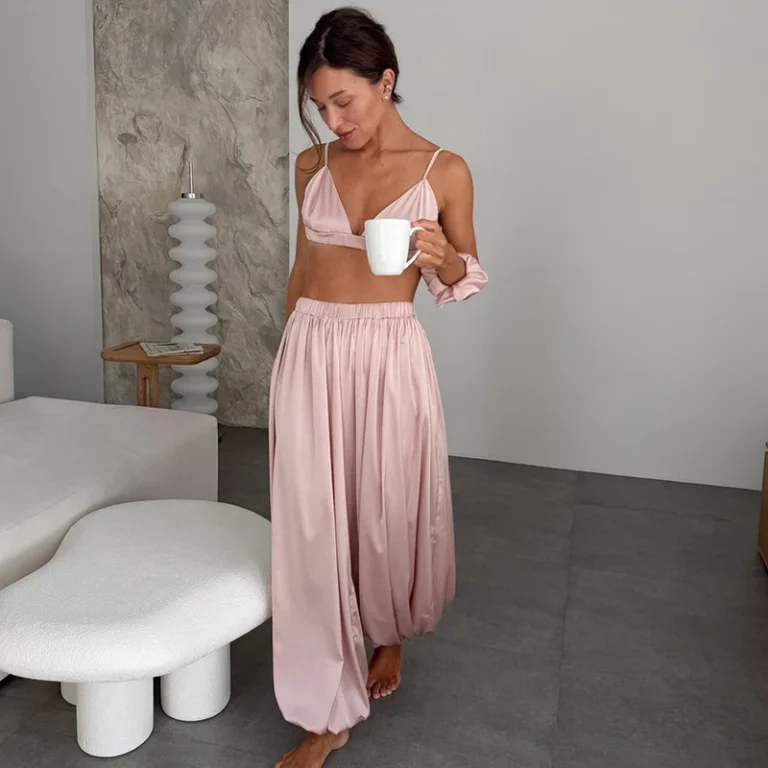 CHINEE-Womens-Satin-Pajama-Set-Camisole-Lingerie-Top-Lantern-Pants-Two-Piece-Soft-Comfortable-Summer-Sleepwear-Loungewear