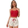 CHINEE Women's Satin Sleepwear Home Clothes Sleeveless Shorts Pajamas