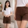 CHINEE Women's Satin Sleepwear Shorts with Lace, Lightweight, Smooth Fabric, Elastic Waist, Home Nightwear