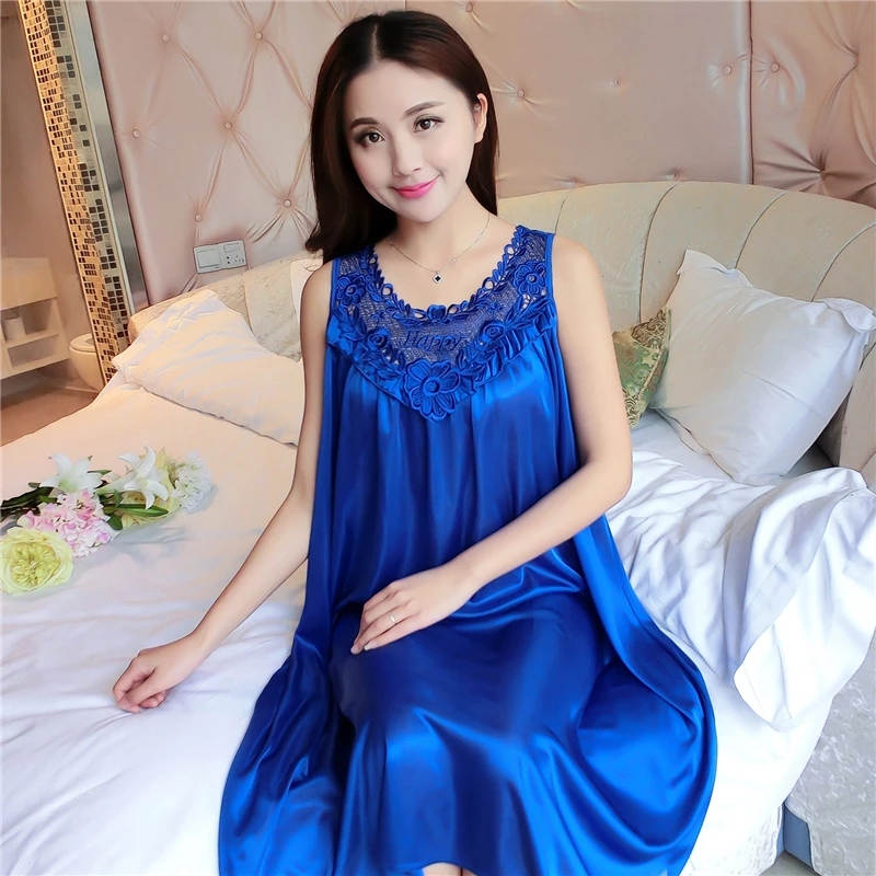 CHINEE Women's Sexy Sleeveless Sleepwear Nightgowns Summer Ladies Lace Long Sleepdress Female Pajamas Nightdress