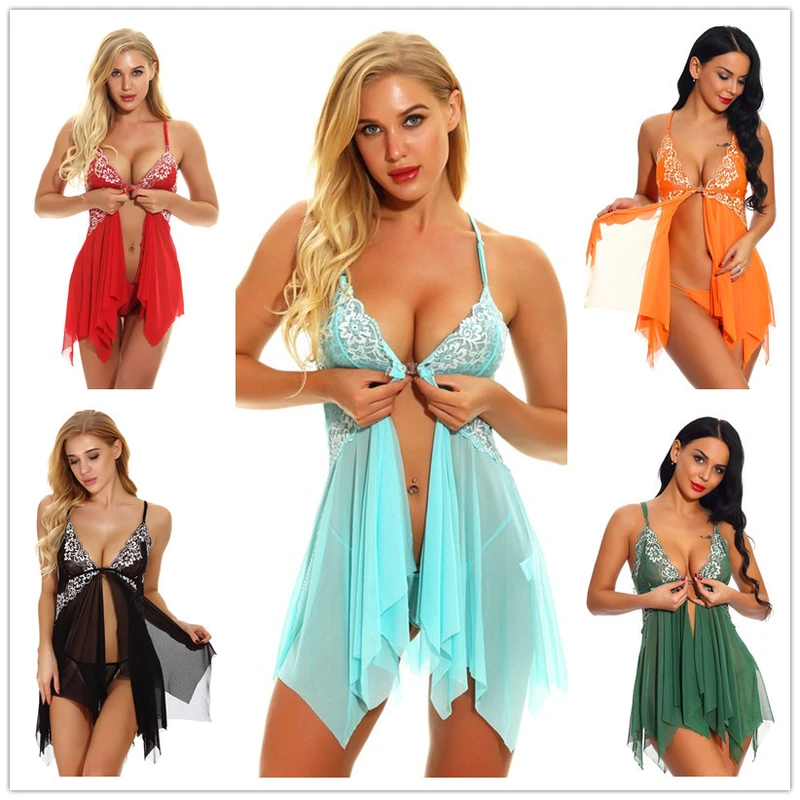 CHINEE Women's Sexy Sling Nightdress Lace Net Yarn Pajamas Princess Pajamas Lace Pajamas Plus Size Sexy Underwear