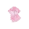 CHINEE Womens Silk Satin Breathable Summer Pajama Sets Soft Short Sleeve Button Down Sleepwear Top and Shorts 2 Piece