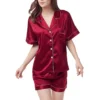 CHINEE Womens Silk Satin Pajamas Set Two piece Pj Sets Sleepwear Loungewear Button down Pj Sets Night for Women