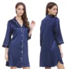 CHINEE Women's Silk Satin Turn down Collar Nightgown Button Fly Closure Soft Smooth Night Shirt Luxury Fashion Sleepwear