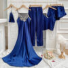 CHINEE Women's Silky Multi Piece Sleepwear Set Dropshipping Summer Autumn and Spring Suspended Pajama Sets