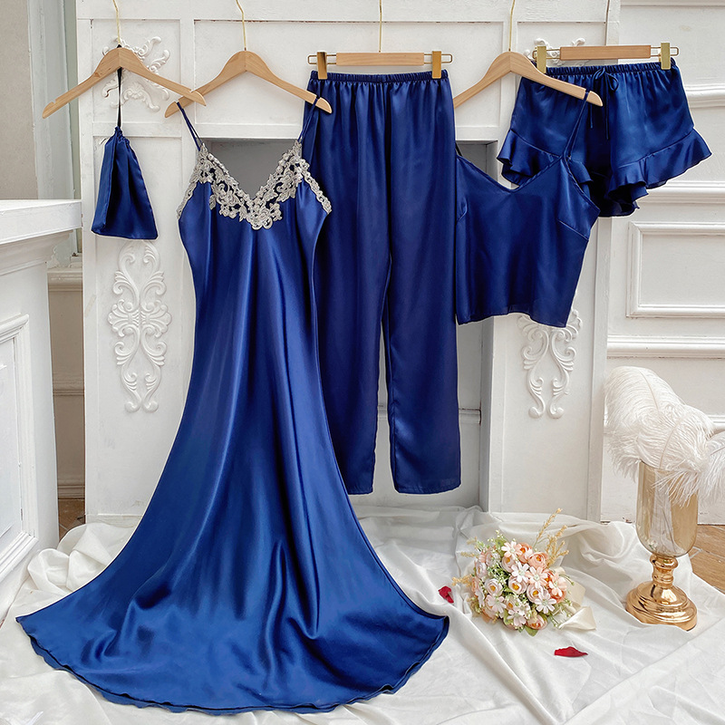 CHINEE Women's Silky Multi Piece Sleepwear Set Dropshipping Summer Autumn and Spring Suspended Pajama Sets