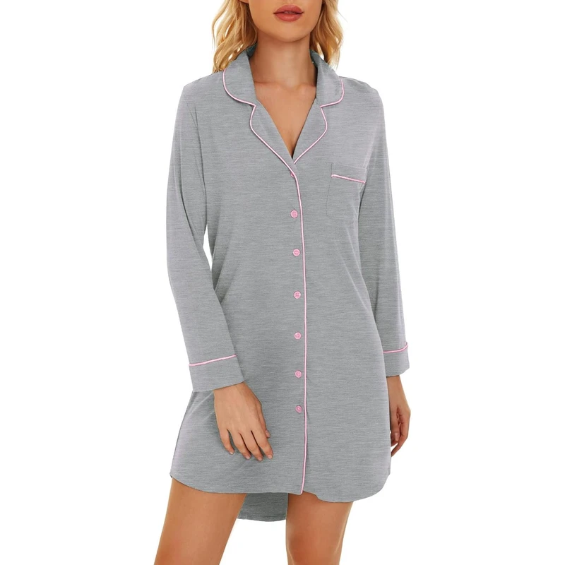 CHINEE Women's Sleep Dress Custom Logo Prints Night Dress Ladies Nightgown Women Bamboo Clothing Factory