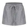 CHINEE Women's Sleep Shorts Drawstring Solid Color Casual Shorts Bottoms Summer Gray Home Wear Shorts