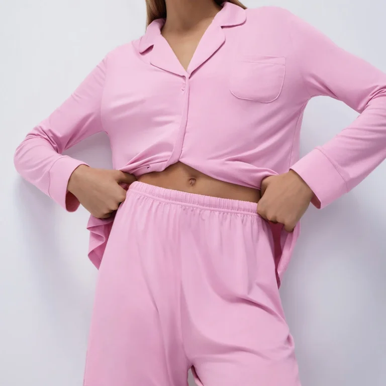 CHINEE Women's Sleepwear Knitted Thin Soft Cotton Long Sleeved Straight Shorts