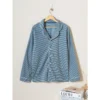 CHINEE Women's Soft Sleep Pajama Long Sleeve Top in Light Blue